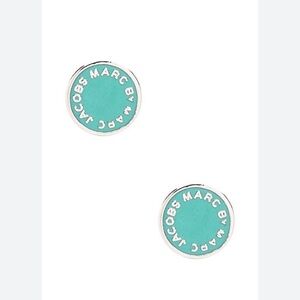 Marc by Marc Jacobs Enamel Logo Disc Studs in Aqua Lagoon - New in Dust Bag